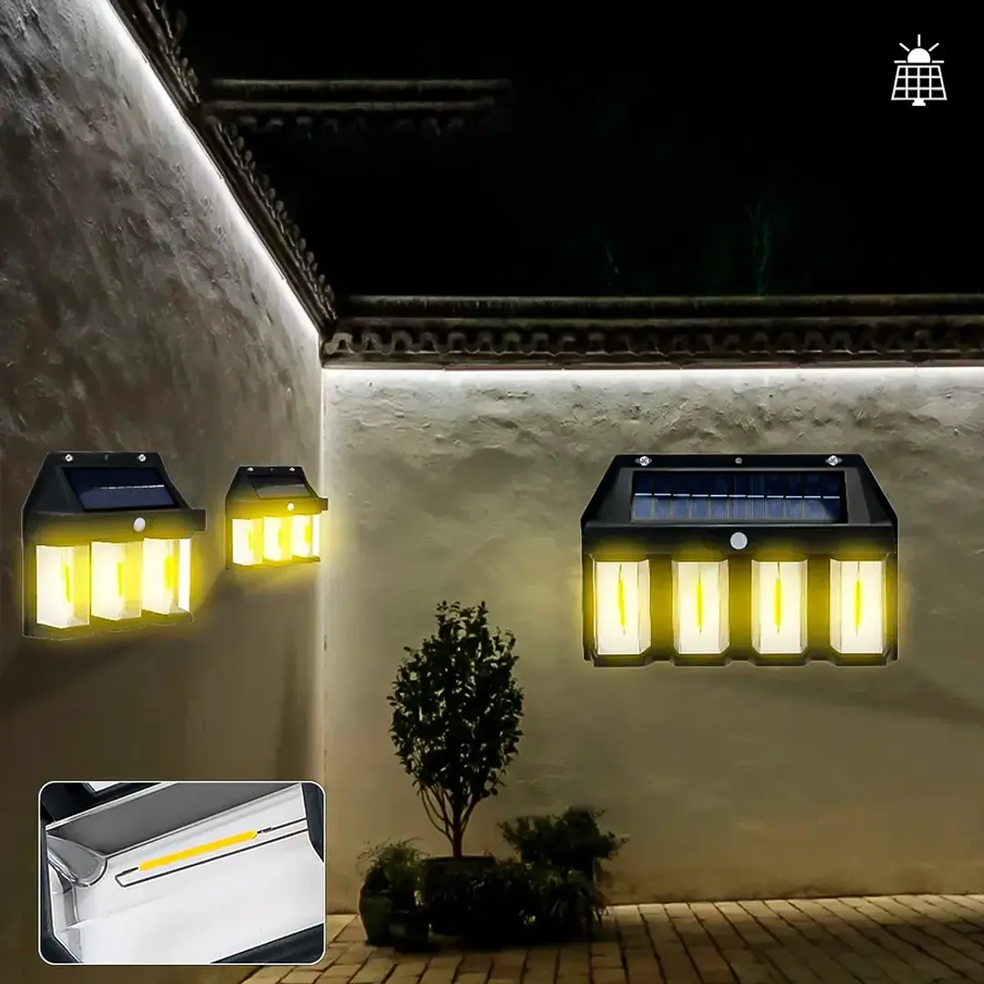 Foco Apliqué Solar 4 Lámparas Con Sensor De Movimiento Mcasa 7
