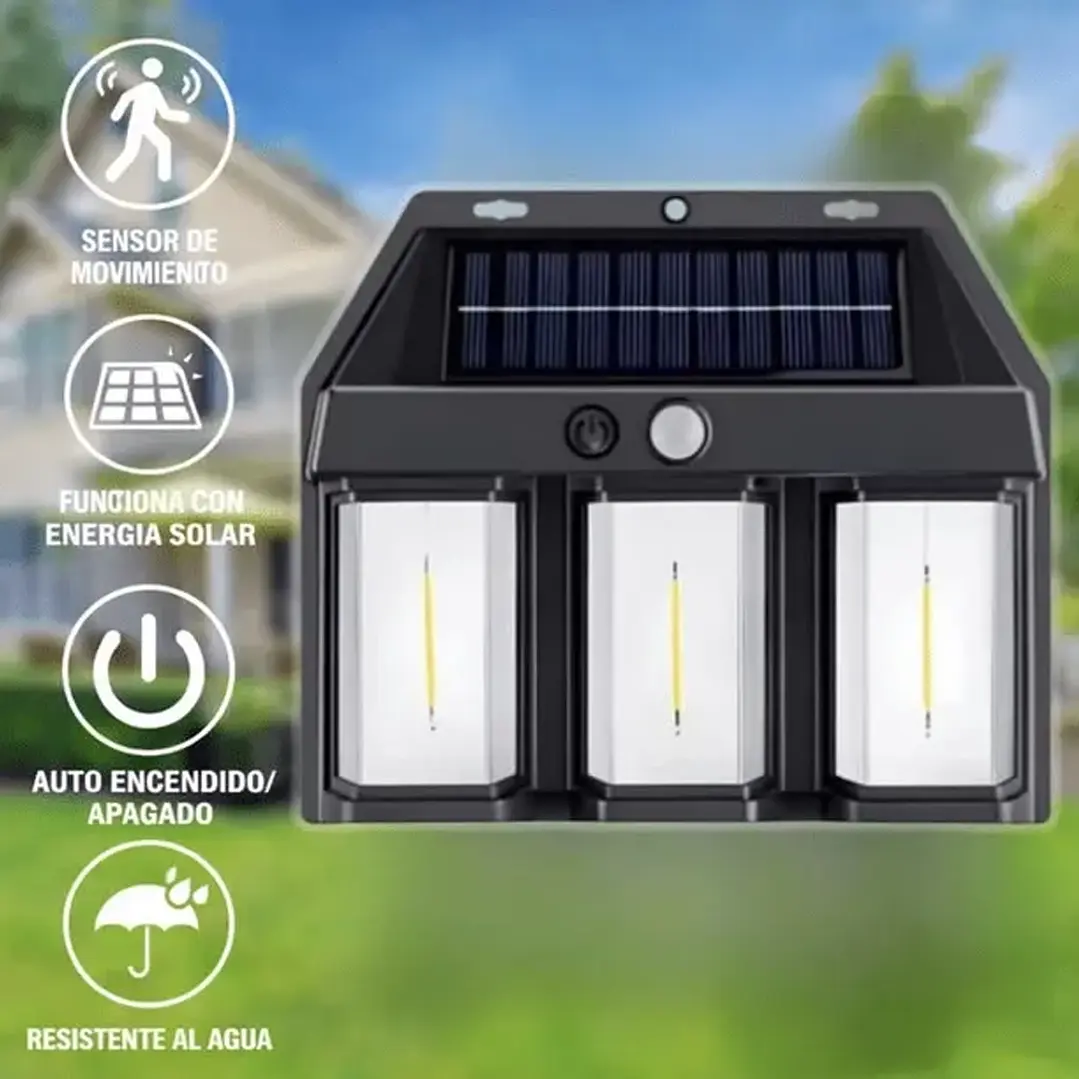 Foco Apliqué Solar 3 Filamentos Con Sensor Movimiento Mcasa 4