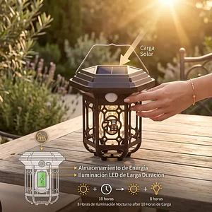 Lampara Solar Tipo Farol Vintage Sensor De Movimiento Mcasa