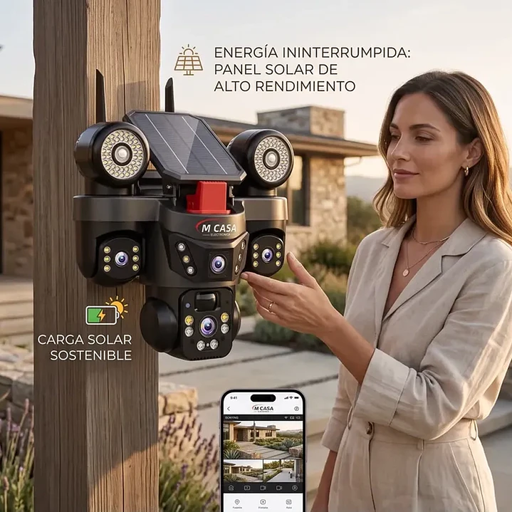 Cámara de Seguridad Inteligente 360° Energía Solar con Chip MCASA 5