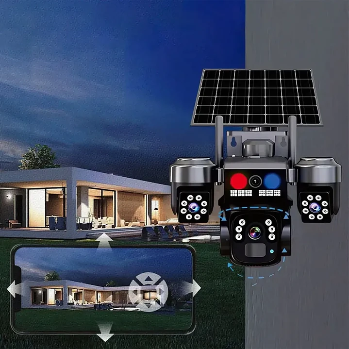 Cámara Solar 4G Triple Lente IA con Sirena 6