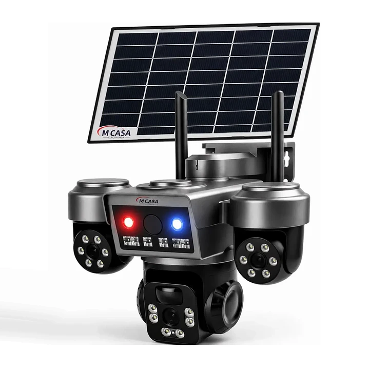 Cámara Solar 4G Triple Lente IA con Sirena 3