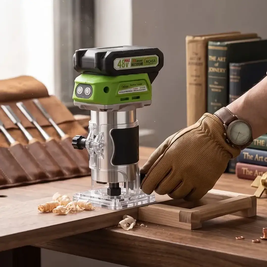 Fresadora Inalámbrica para Madera Mcasa Brushless Trimmer + 2 Baterías 4