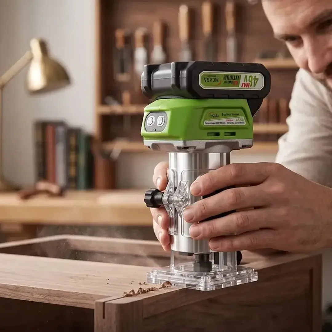 Fresadora Inalámbrica para Madera Mcasa Brushless Trimmer + 2 Baterías 5