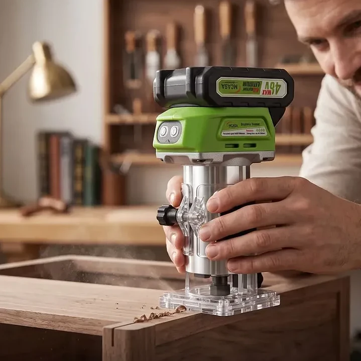 Fresadora Inalámbrica para Madera Mcasa Brushless Trimmer + 2 Baterías 5