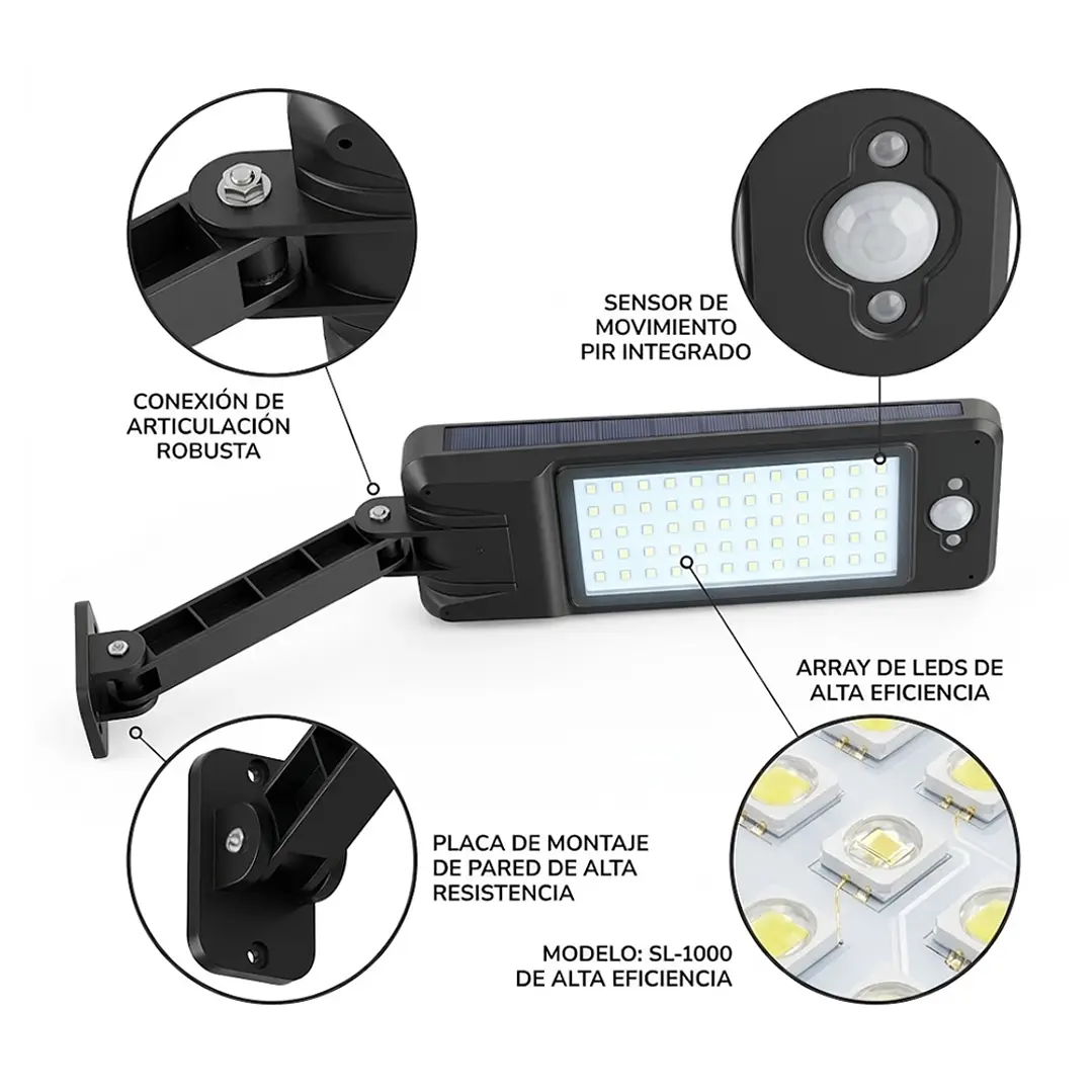 Foco Solar 60 Led Con Sensor De Movimiento C/remoto Mcasa 2