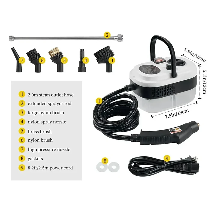 Limpiador a Vapor Portátil MCasa Professional 2500W Alta Presión 7