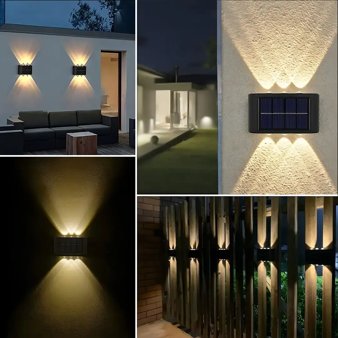 Pack X2 Lámparas Solares Aplique Muro Exterior 6 Leds Mcasa  6