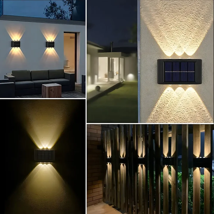 Pack X2 Lámparas Solares Aplique Muro Exterior 6 Leds Mcasa  6