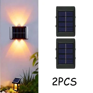 Pack X2 Lámparas Solares Aplique Muro Exterior 4 Leds Mcasa 