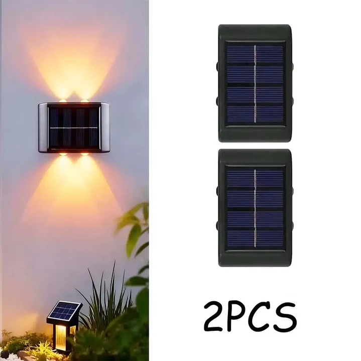 Pack X2 Lámparas Solares Aplique Muro Exterior 4 Leds Mcasa  2
