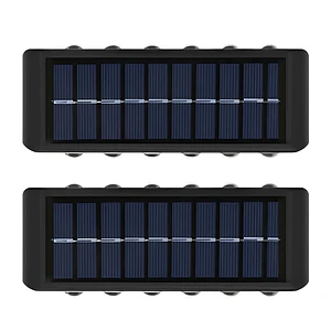 Pack X2 Apliques Solares de Muro con 12 LEDs Cálidas MCASA