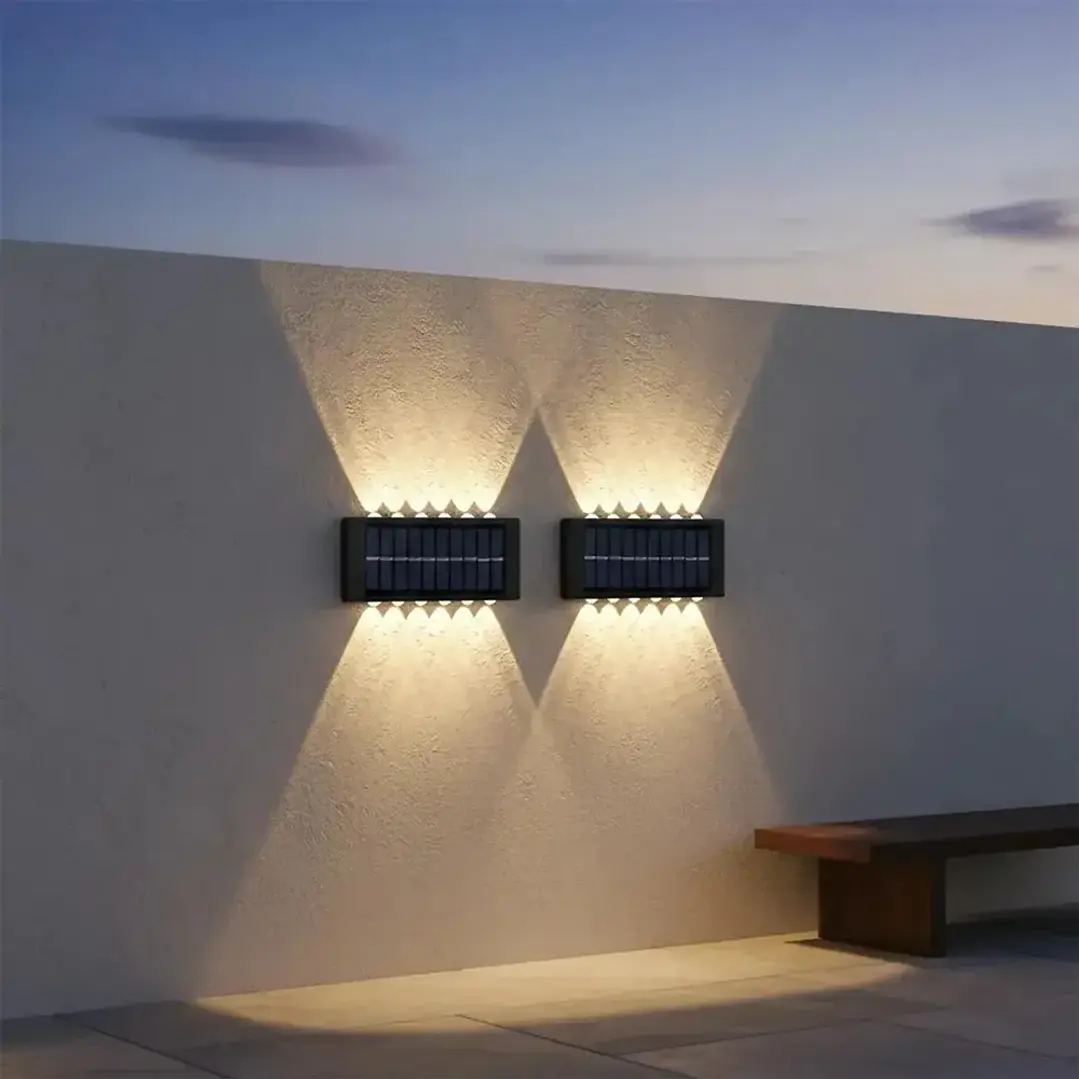 Pack X2 Apliques Solares de Muro con 12 LEDs Cálidas MCASA 3