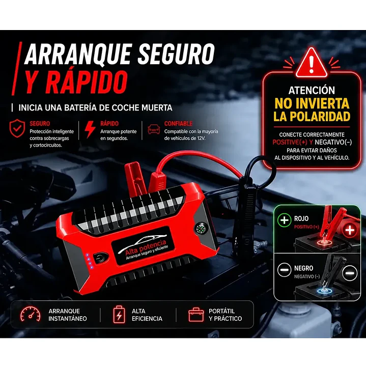Partidor de Batería de Emergencia Mcasa 600A 12V con Linterna LED y Salida USB 10