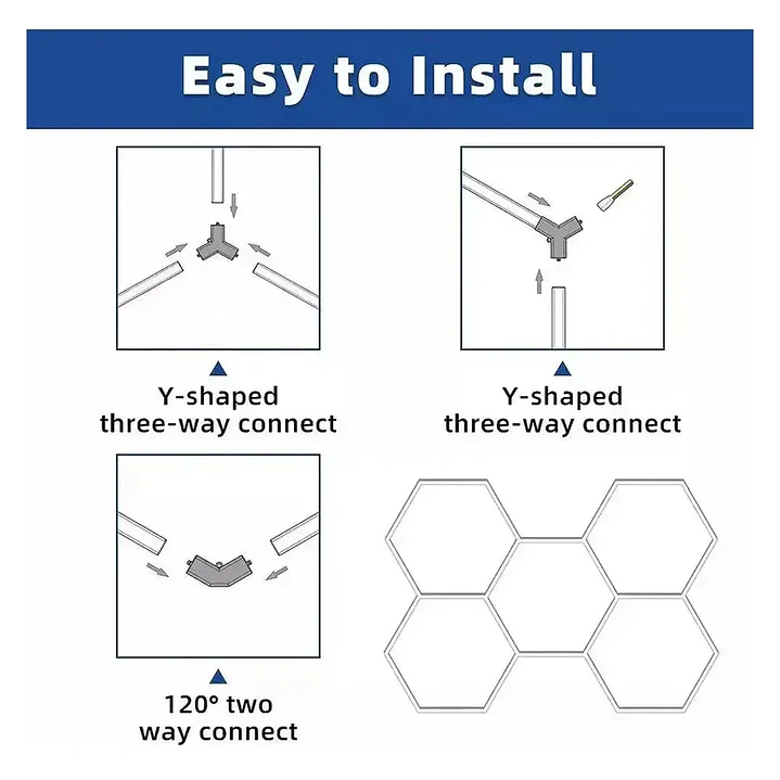 Lámpara LED Techo Hexagonal Mcasa 220V Iluminación Blanco Frío 4000K  4