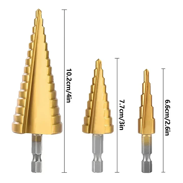 Set Brocas Escalonadas Step Drill Mcasa 4-12mm de Acero para Taladro 3