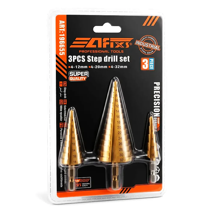 Set Brocas Escalonadas Step Drill Mcasa 4-12mm de Acero para Taladro 1