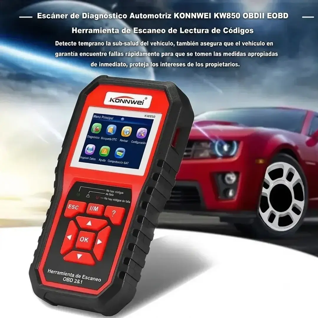 Konnwei KW818 Escáner Automotriz Multimarca OBD2 en Español 8