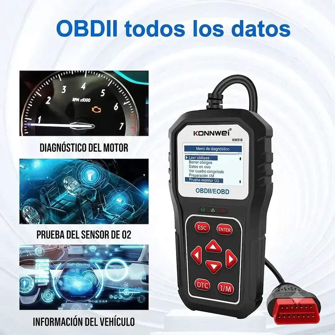 Konnwei KW818 Escáner Automotriz Multimarca OBD2 en Español 6