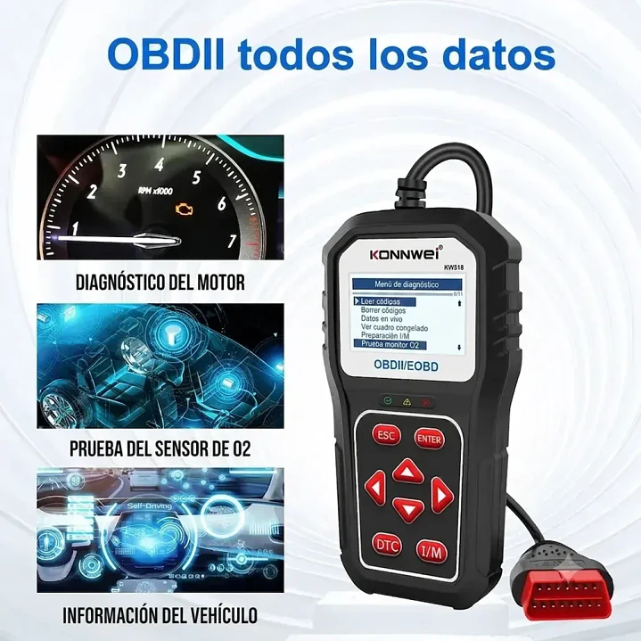 Konnwei KW818 Escáner Automotriz Multimarca OBD2 en Español 6