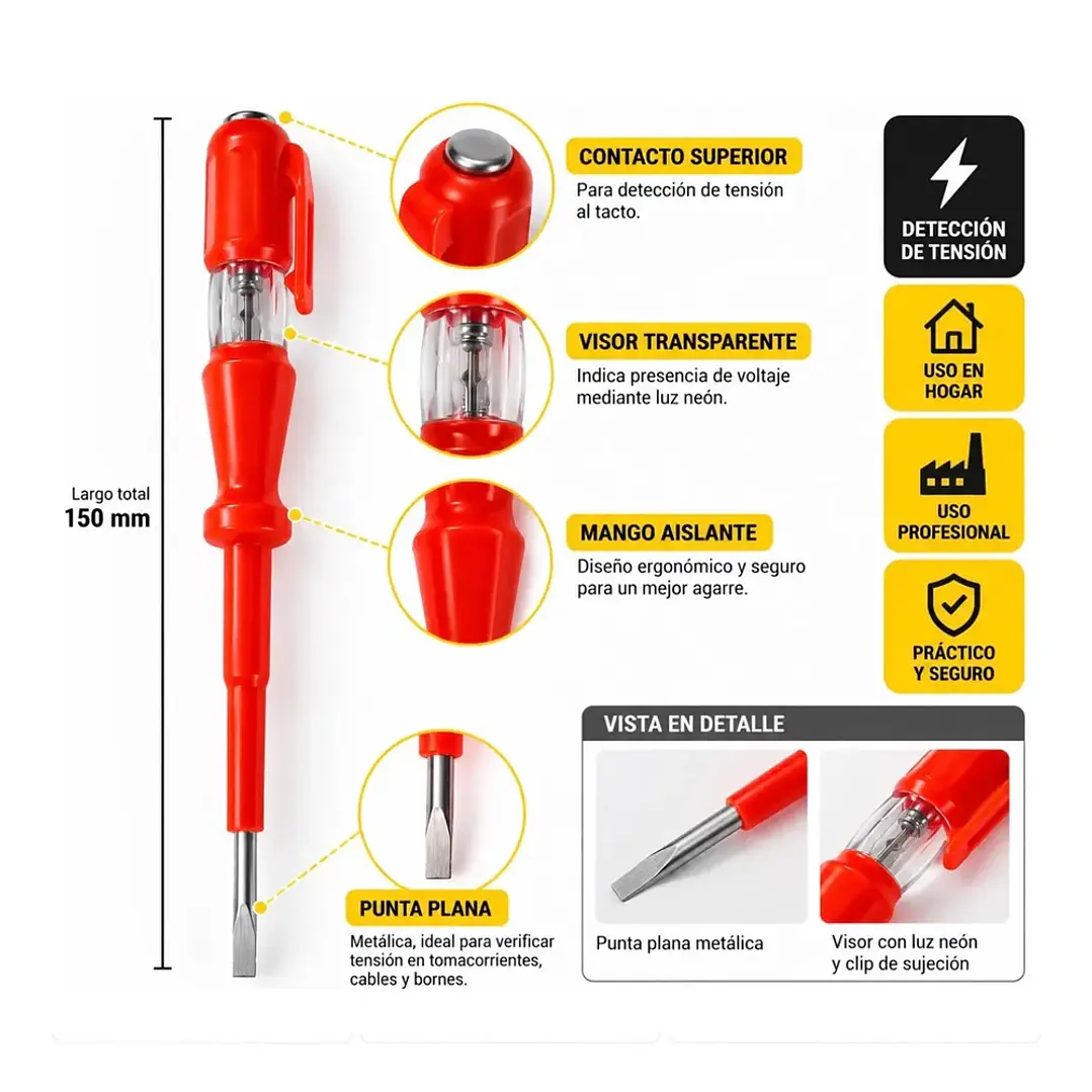 Probador de Corriente Tipo Destornillador Paleta 15 cm Mcasa Pack 3 Unidades 3