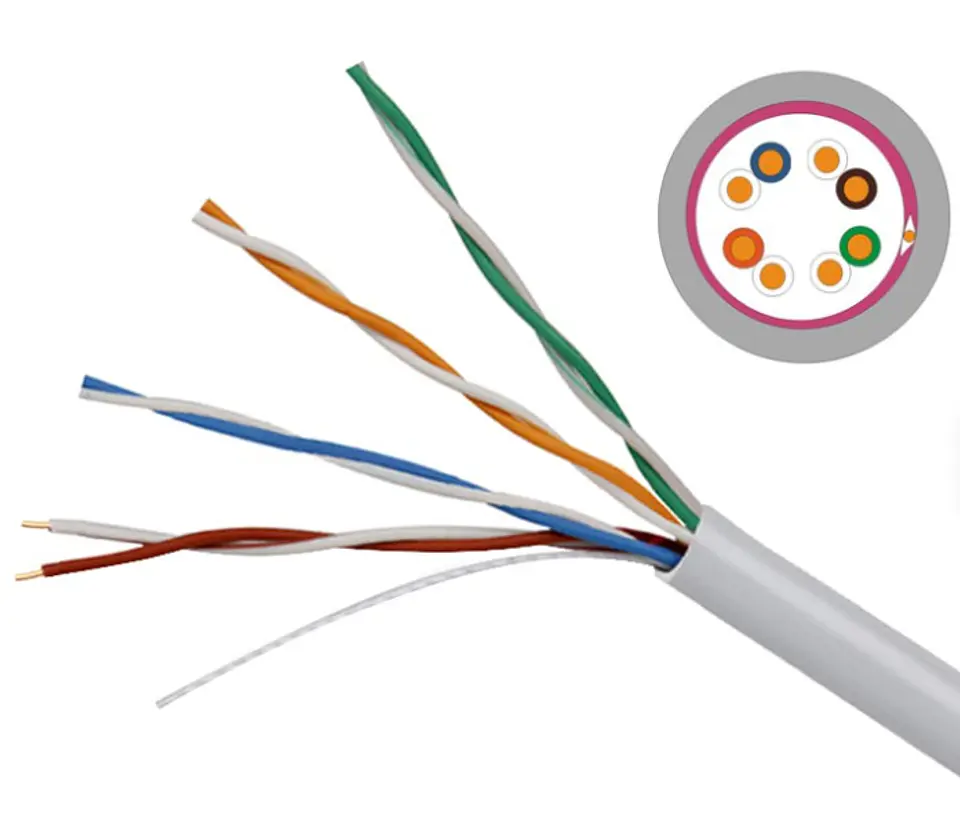 Cable de Red Cat5e UTP CCA 24 AWG VCOM Gris – Rollo 305mt 4