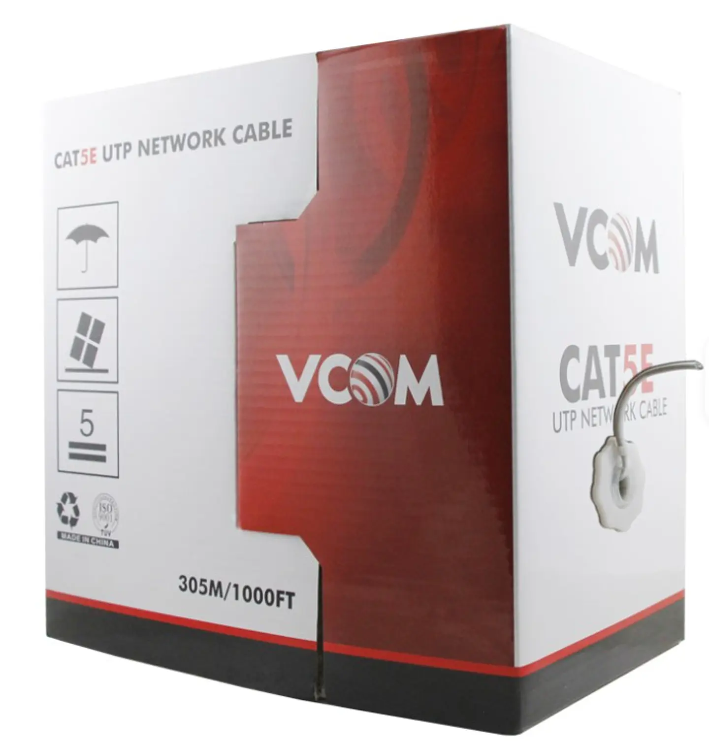 Cable de Red Cat5e UTP CCA 24 AWG VCOM Gris – Rollo 305mt 1