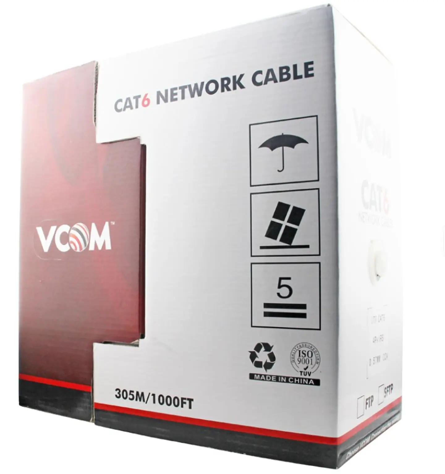 Cable de Red Cat6 UTP CCA 23 AWG VCOM Beige – Rollo 305 mt 1