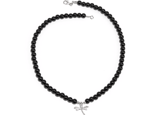 Collar de piedras ónix y libélula de plata