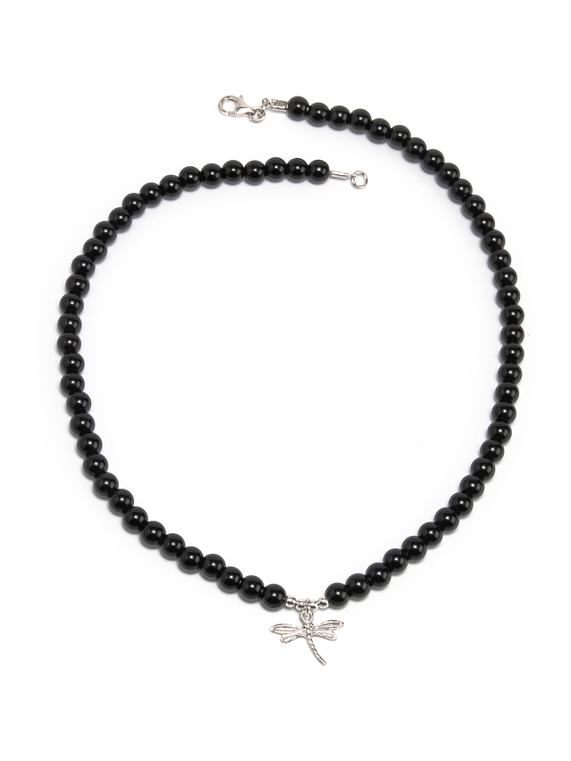 Collar de piedras ónix y libélula de plata 1