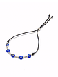 Pulsera de hilo negro regulable ojo turco y detalles de plata - Miniatura 1