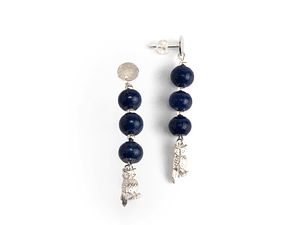 Aros búho de plata y piedras lapislazuli
