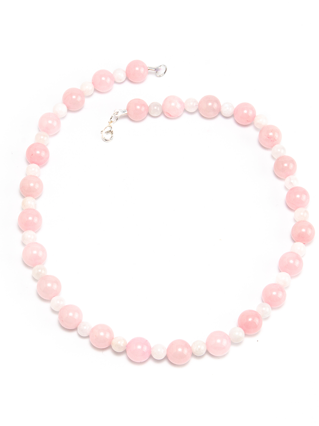Collar de piedras cuarzo rosado y piedra luna 2