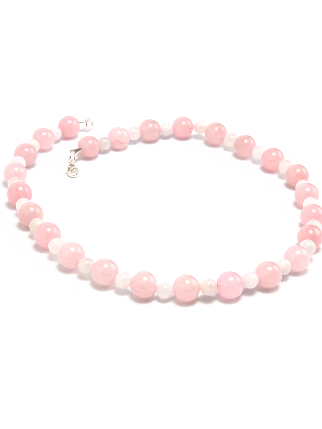 Collar de piedras cuarzo rosado y piedra luna 1
