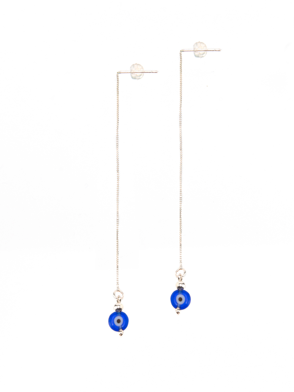 Aros de plata y ojo turco azul 1