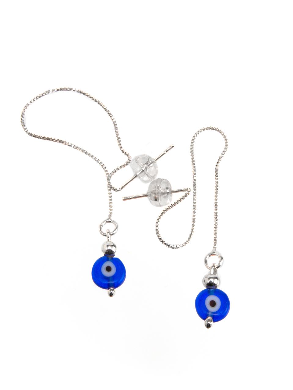 Aros de plata y ojo turco azul 2