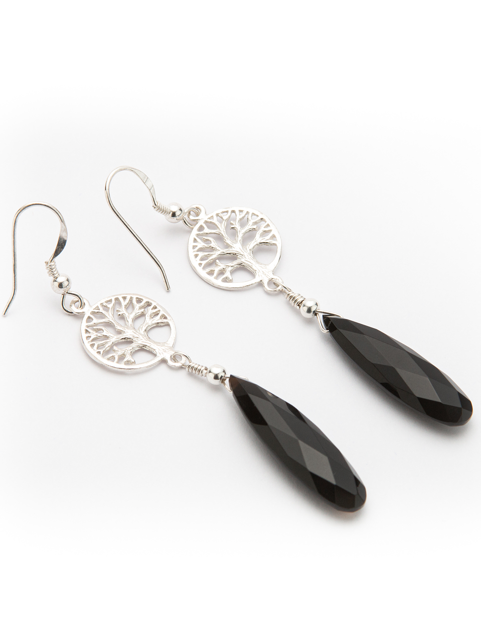 Aros árbol de la vida de plata y piedras ónix  1