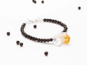 Pulsera de piedras ágatas negras y citrino