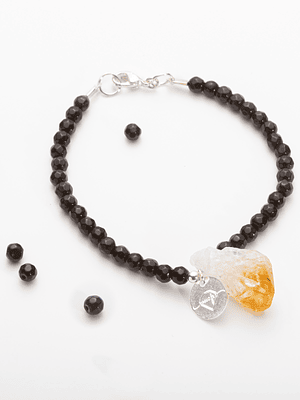 Pulsera de piedras ágatas negras y citrino