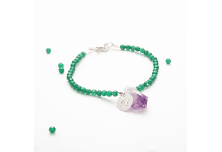 Pulsera de piedras ágata verde y amatista