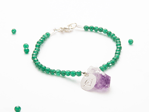 Pulsera de piedras ágata verde y amatista