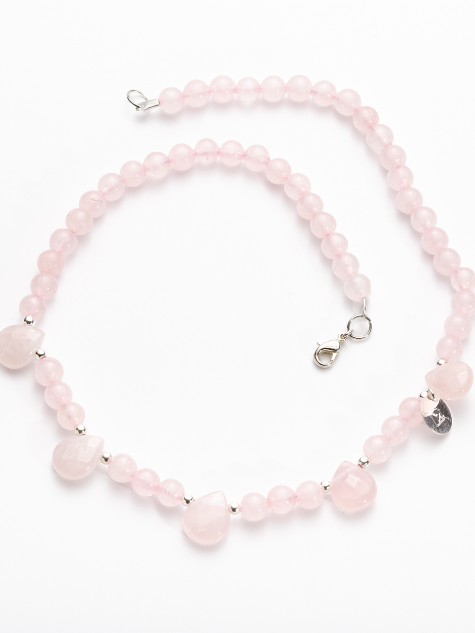 Collar gotas cuarzo rosa 1