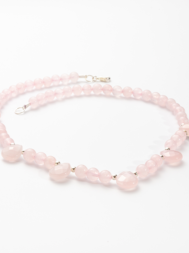 Collar gotas cuarzo rosa 2