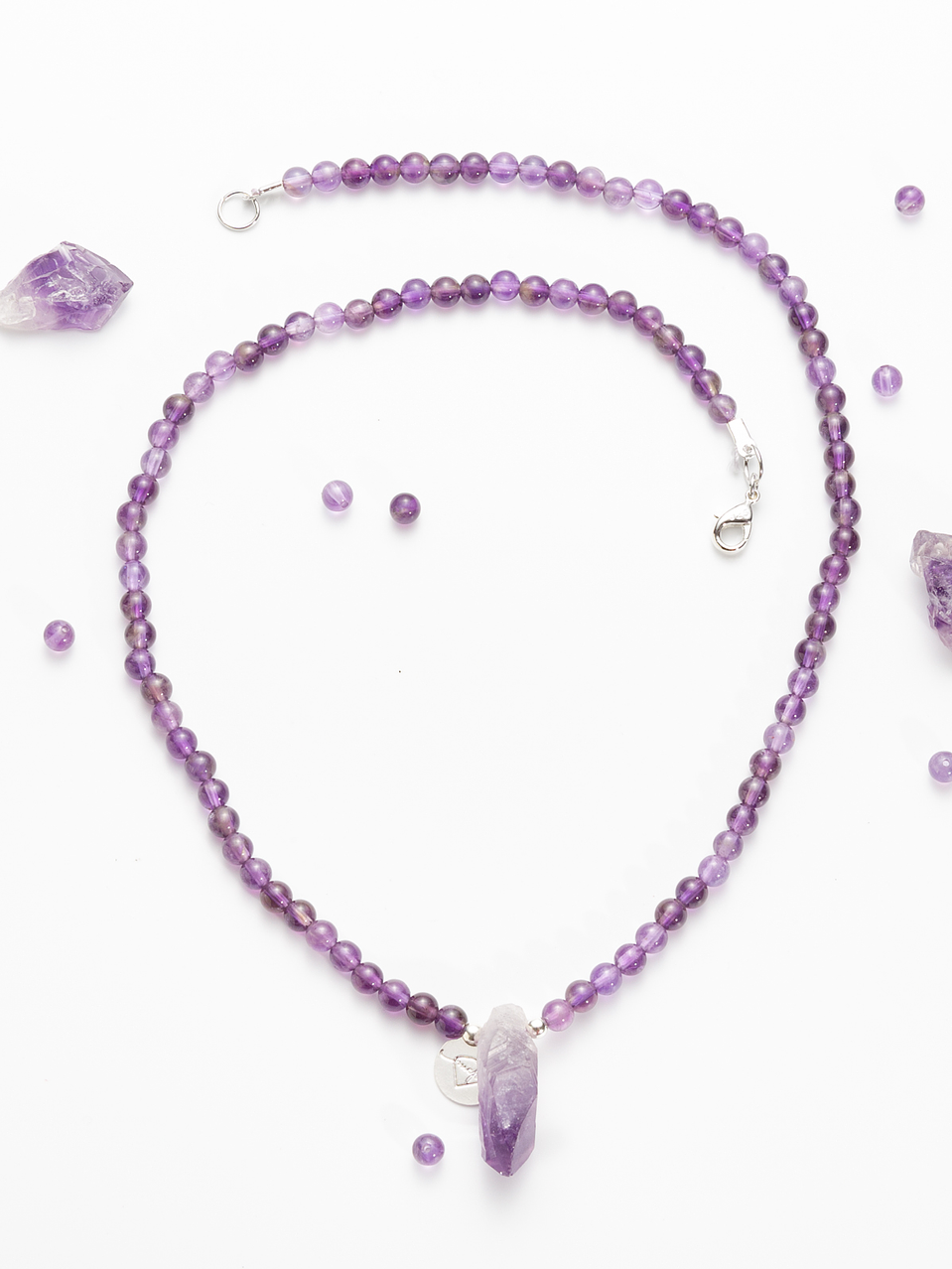 Collar de piedras amatista y colgante amatista 2