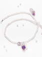 Collar de piedras cuarzo blanco y colgante amatista - Miniatura 1