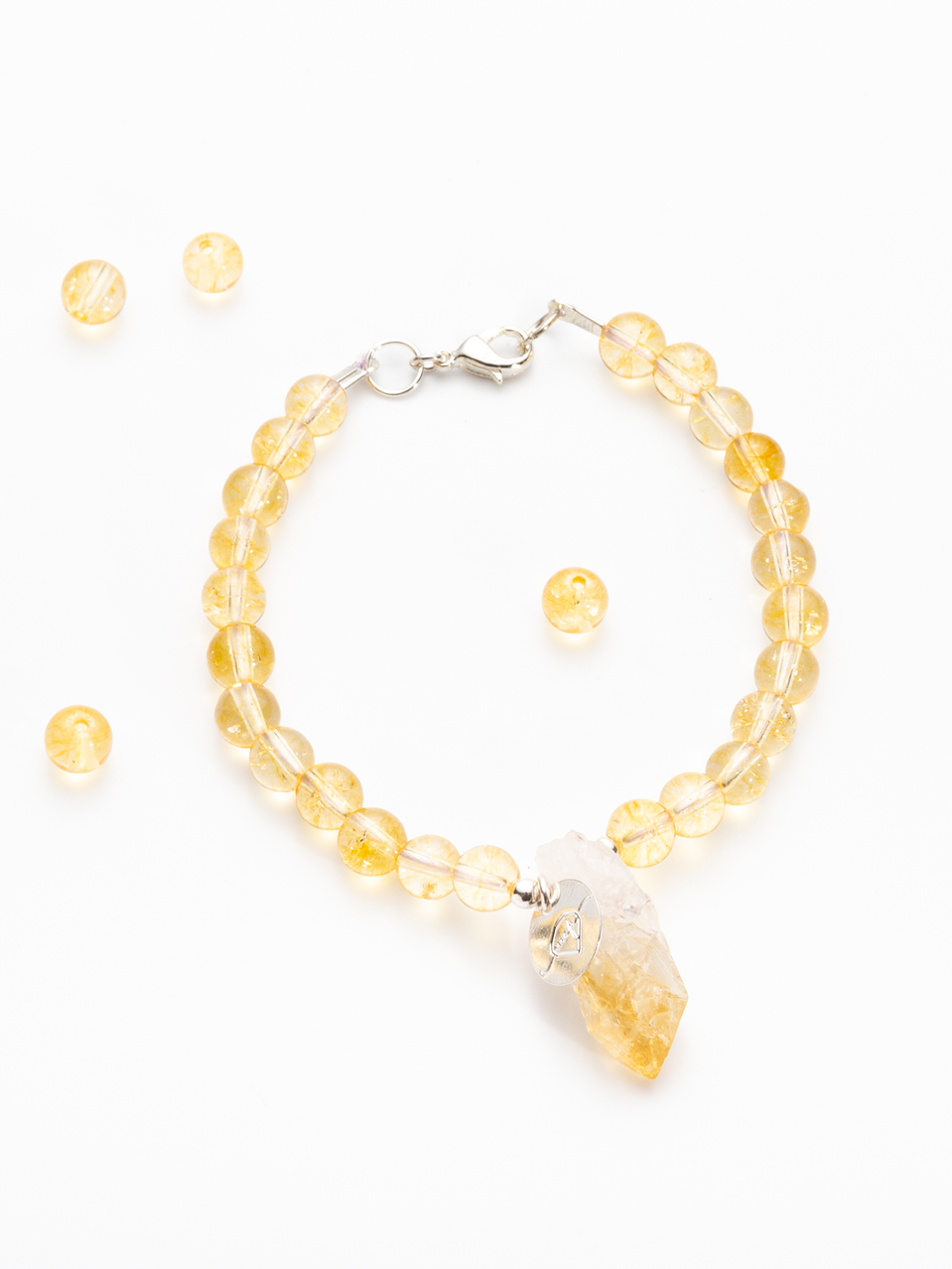 Pulsera de piedras citrino y dije citrino 2