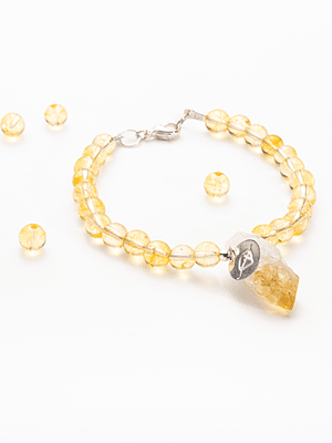 Pulsera de piedras citrino y dije citrino