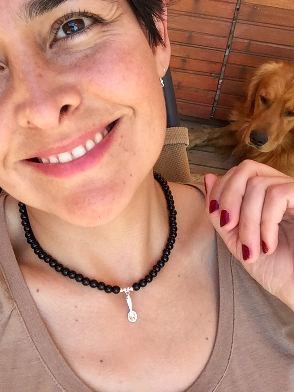 Collar de piedras ónix y dije de plata 1