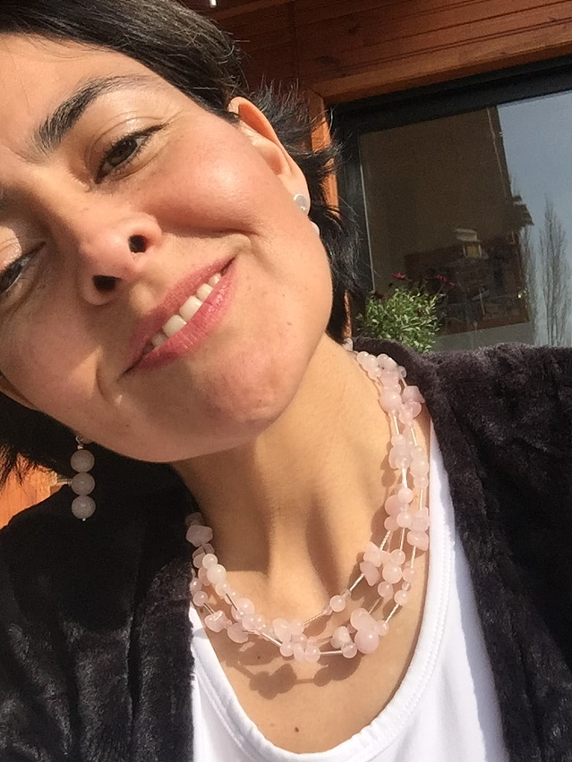 Collar triple de piedras cuarzo rosa y plata 950 6