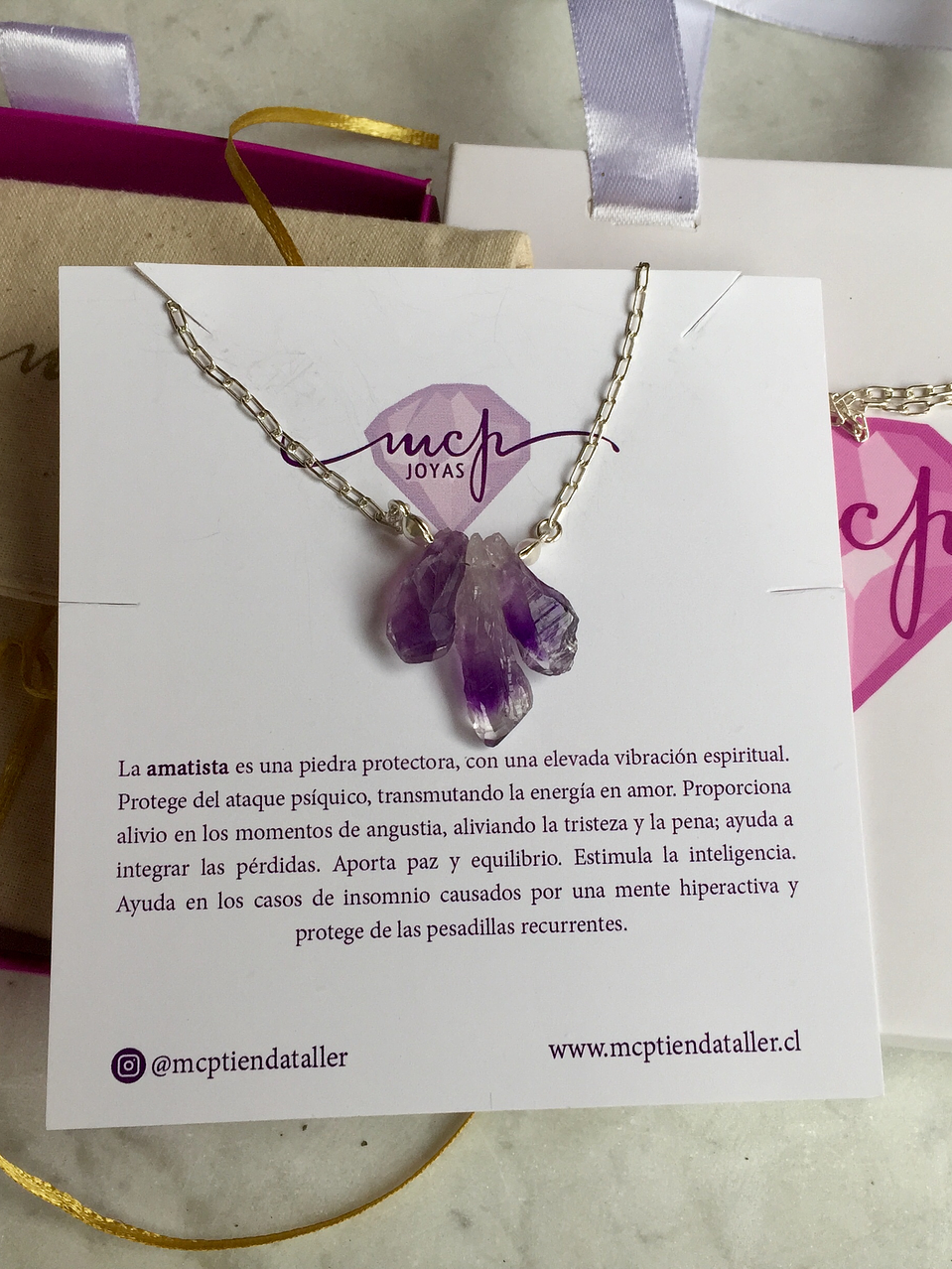 Cadena de plata 980 y amatista 4